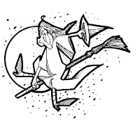 A coloring page of witches